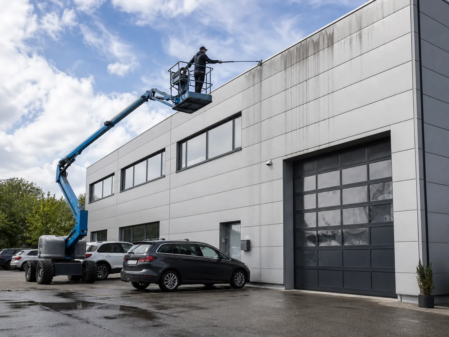 Orange Flecken an der Hauswand: Was Rotalgen sind.: illustrative Darstellung