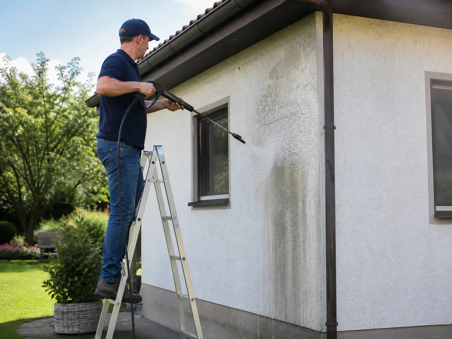 Hochdruck an der Fassade: Wann er schadet.: illustrative Darstellung