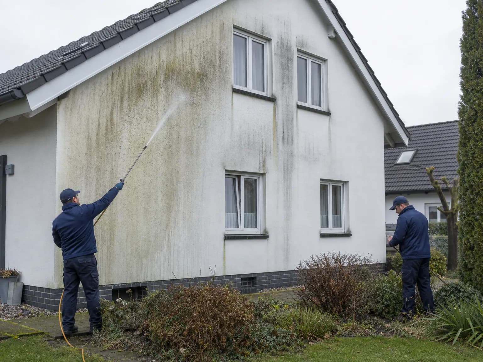 Grüne Fassade? So werden Sie die Algen dauerhaft los.: illustrative Darstellung